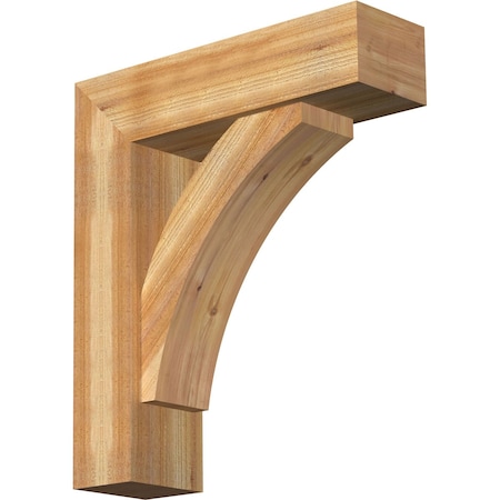 Ekena Millwork Thorton Block Rough Sawn Bracket w/ Offset Brace, Western Red Cedar, 8"W x 28"D x 32"H BKT0806X28X32THR05RWR